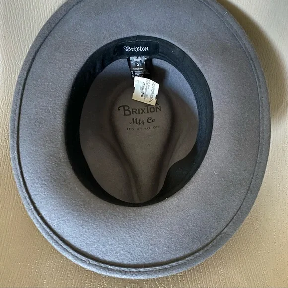 Brixton 100% Wool Felt Messer Fedora Hat Gray Unisex Small 7/56cm NEW!